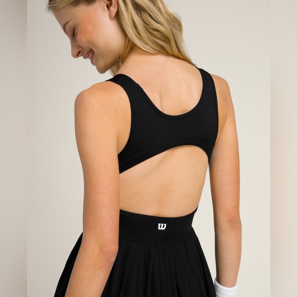 Wilson Sportif Tennis Dress Black sz Small Lined Pleated Skirt Open Back - Picture 13 of 16